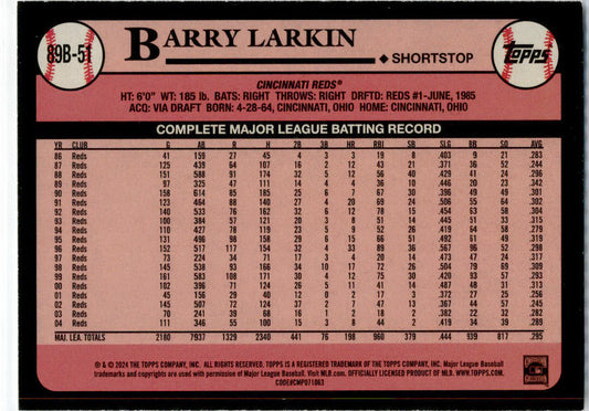 2024 Topps #89B-51 Barry Larkin Cincinnati Reds