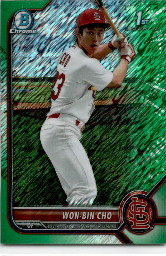 2022 Bowman Chrome Prospects Green Shimmer Refractor #BCP-154 Won-Bin Cho /99
