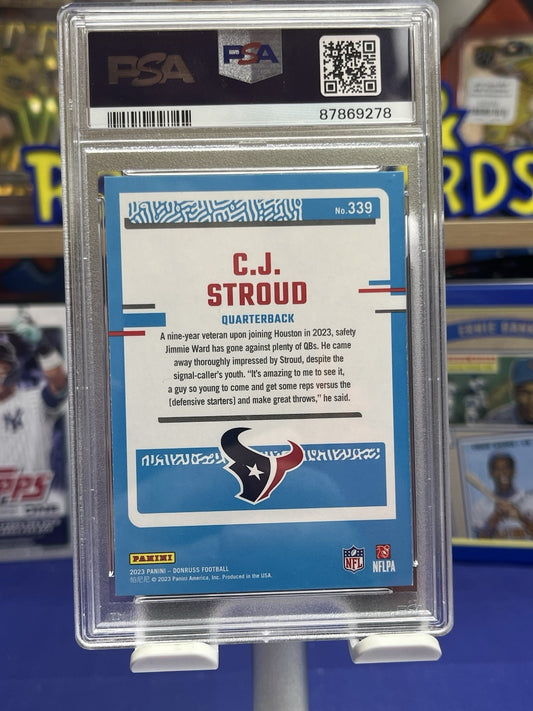 2023 Panini Donruss Press Proof Blue #339 CJ Stroud RC PSA 9 Mint Texans