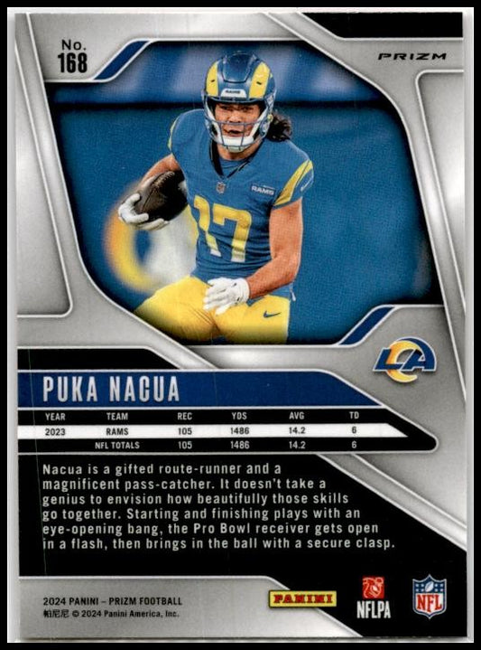 2024 Panini Prizm Orange Lazer #168 Puka Nacua Los Angeles Rams