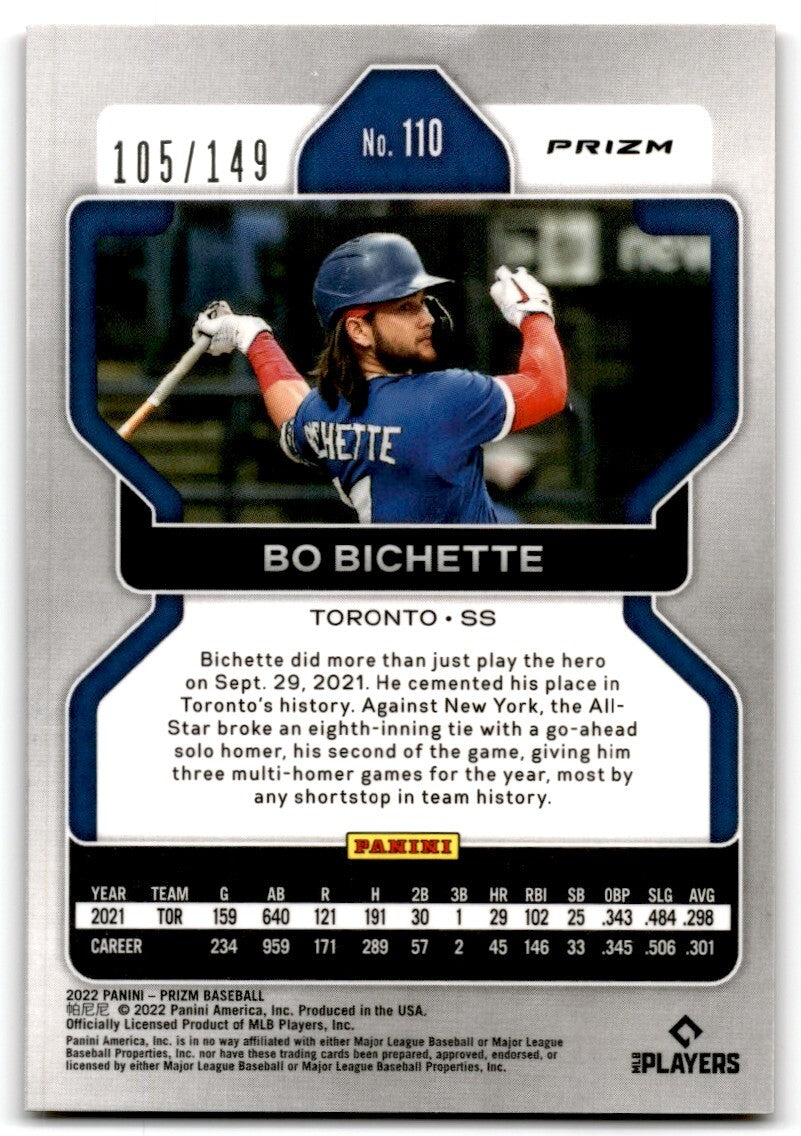 2022 Panini Prizm RED MOJO PRIZM Bo Bichette 105/149 Toronto Blue Jays #110