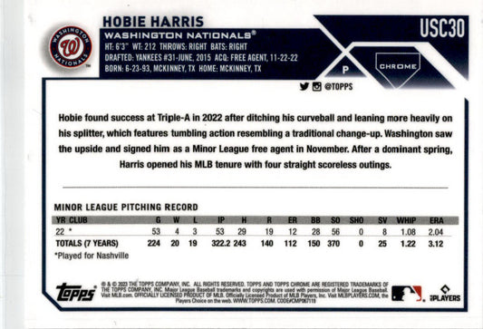 2023 Topps Chrome Update Sepia #USC30 Hobie Harris Rookie Washington Nationals