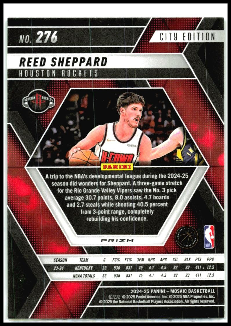 2024-25 Panini Mosaic Green Mosaic #276 Reed Sheppard Rookie Houston Rockets