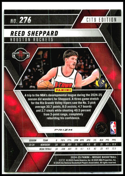 2024-25 Panini Mosaic Green Mosaic #276 Reed Sheppard Rookie Houston Rockets