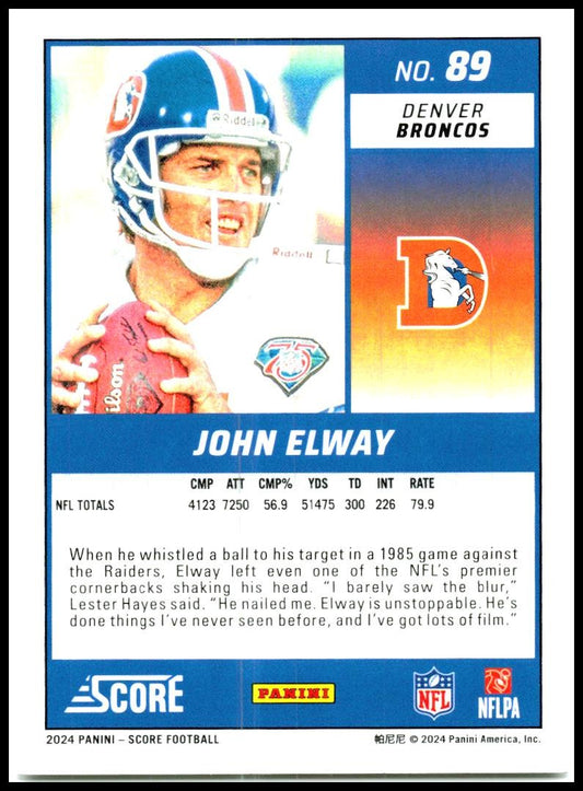 2024 Score Scorecard #89 John Elway Denver Broncos