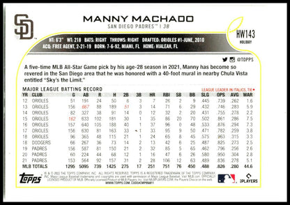 2022 Topps Holiday #HW143 Manny Machado San Diego Padres