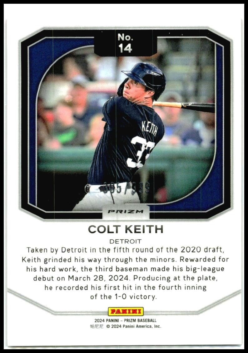 2024 Panini Prizm Top Tier Orange Pulsar Prizms #14 Colt Keith Tigers