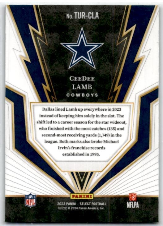 2023 Panini Select Turbocharged #TUR-CLA CeeDee Lamb Dallas Cowboys