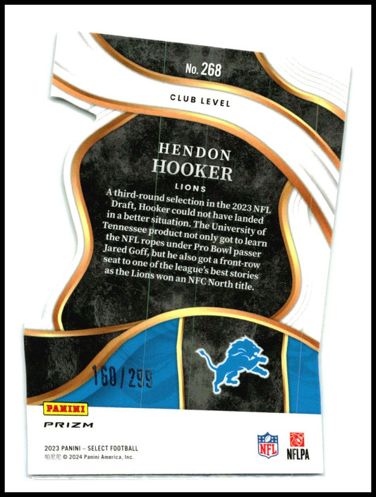 2023 Panini Select Copper Prizms Die Cuts #268 Hendon Hooker Rookie Detroit