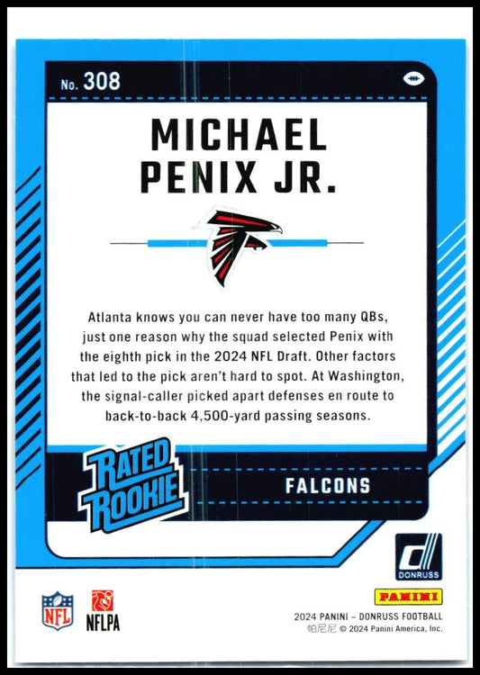 2024 Donruss Press Proof Blue #308 Michael Penix Jr. Rookie Atlanta Falcons