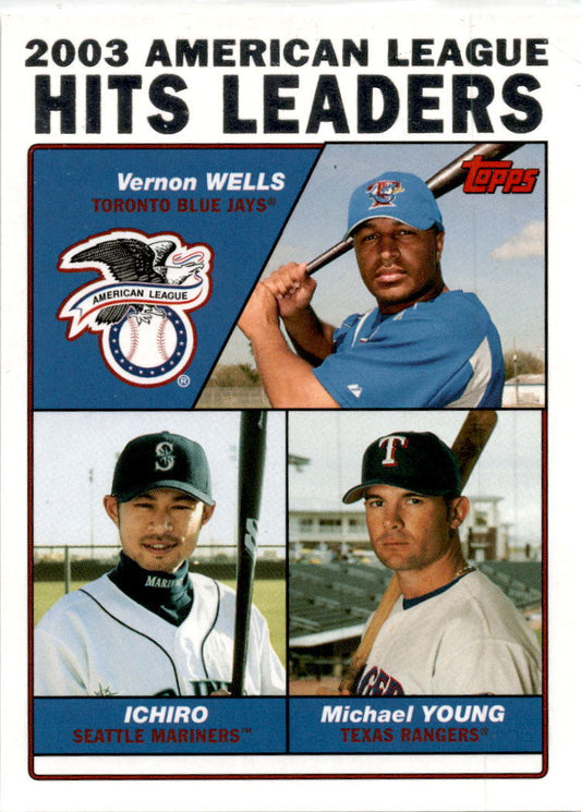 2004 Topps #338 2003 American League Hits Leaders (Vernon Wells / Ichiro / Micha