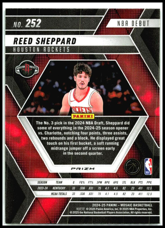 2024-25 Panini Mosaic Green #252 Reed Sheppard Houston Rockets