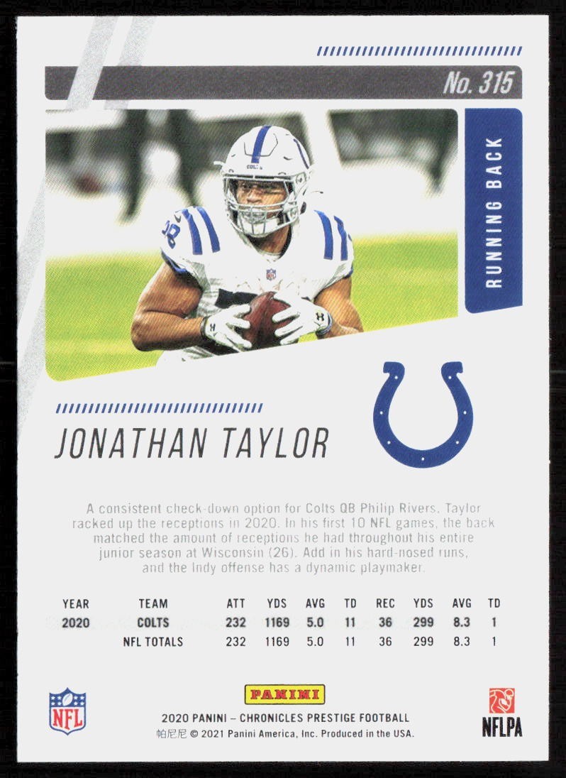 Jonathan Taylor Chronicles - Prestige Rookies Update #315 (RC)