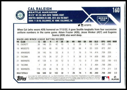 2023 Topps #160 Cal Raleigh Seattle Mariners