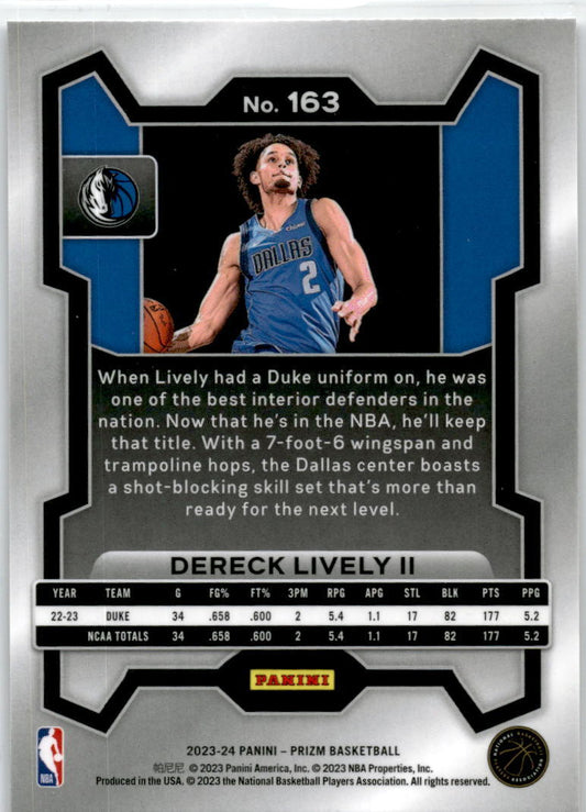 2023-24 Panini Prizm #163 Dereck Lively II Dallas Mavericks