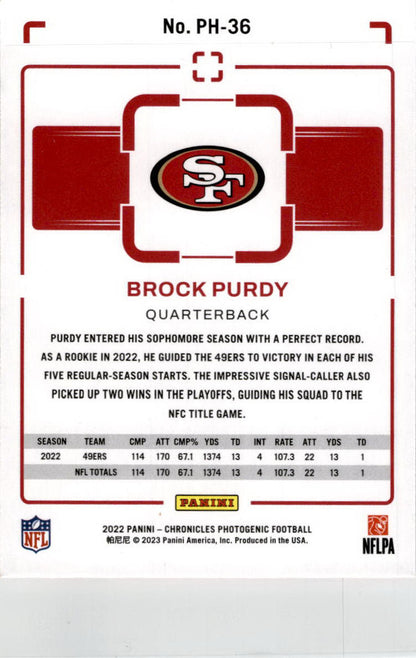 2022 Panini Chronicles #PH-36 Brock Purdy Rookie San Francisco 49ers