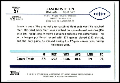 2024 Topps Chrome Refractor #57 Jason Witten Dallas Cowboys