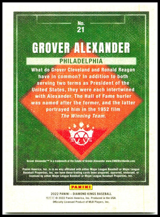 2022 Panini Diamond Kings #21 Grover Alexander Philadelphia Phillies