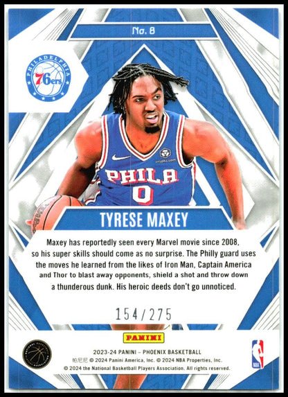 2023-24 Panini Phoenix Paragon Phoenix Maroon Ice #8 Tyrese Maxey 76ers