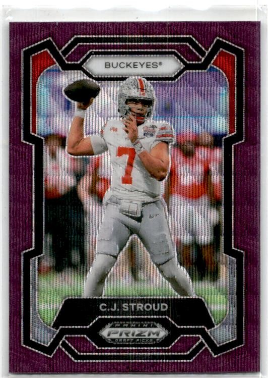 2024 Panini Prizm Draft Picks Purple Wave #63 CJ Stroud Ohio State Buckeyes