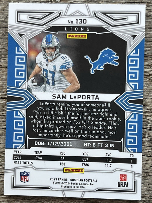 2023 Obsidian Asia Pulsar Prizm Black Silver Sam LaPorta RC Detroit Lions