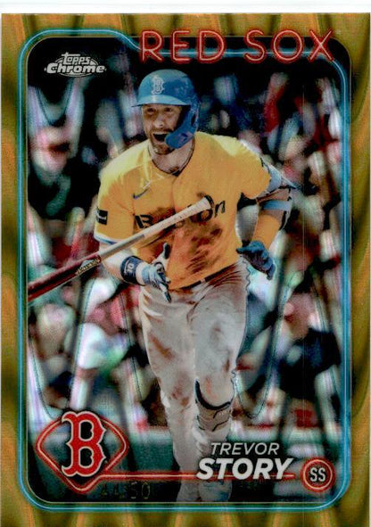 2024 Topps Chrome Gold Raywave Refractors #279 Trevor Story #/50 Boston Red Sox