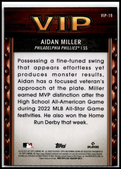 2025 Bowman VIPS #VIP-19 Aidan Miller Phillies