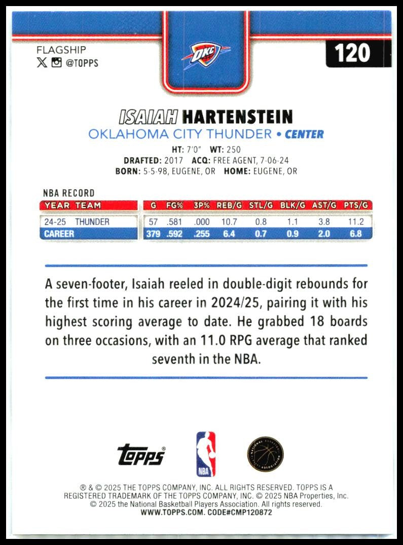 2025-26 Topps Season Tip Off #120 Isaiah Hartenstein Oklahoma City Thunder