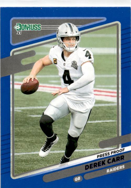 2021 Donruss Press Proof Blue #86 Derek Carr Las Vegas Raiders