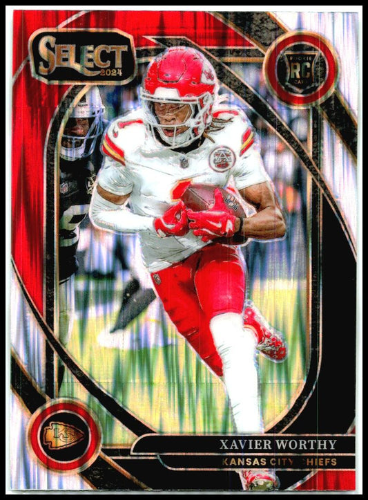 2024 Panini Select Black & Red Prizm Shock #224 Xavier Worthy Rookie Chiefs