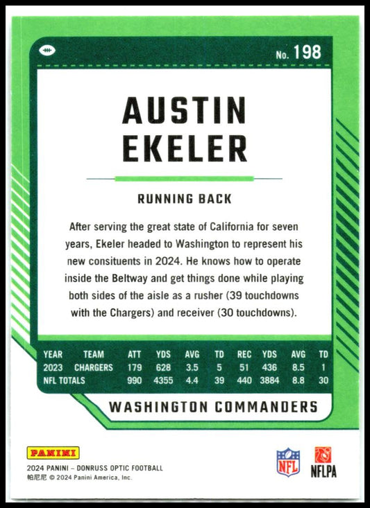 2024 Donruss Optic #198 Austin Ekeler Washington Commanders