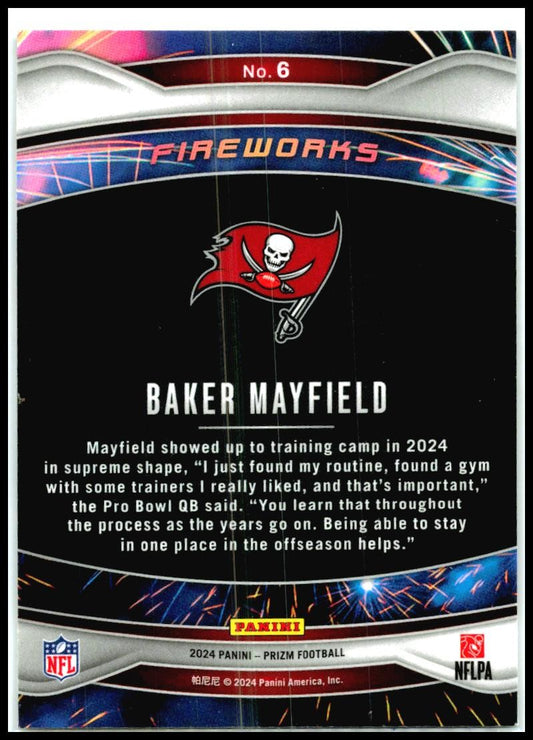 2024 Panini Prizm Fireworks #6 Baker Mayfield Tampa Bay Buccaneers