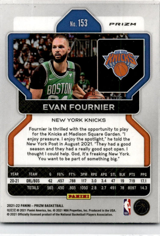 2021-22 Panini Prizm Red White and Blue #153 Evan Fournier New York Knicks