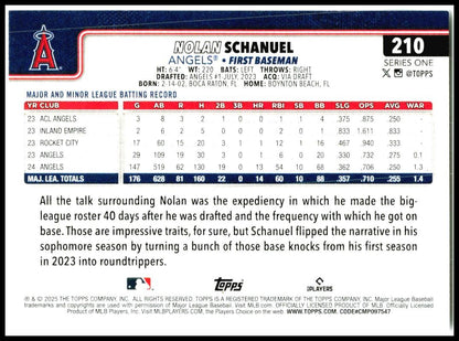 2025 Topps #210 Nolan Schanuel Los Angeles Angels