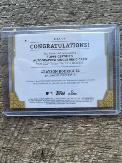 2024 Topps Tier One T1AR-GR GRAYSON RODRIGUEZ Patch Auto #/149