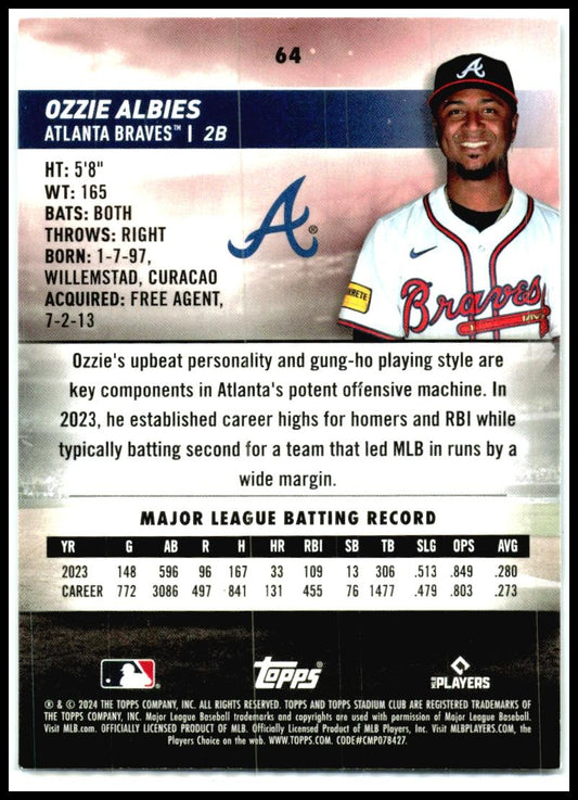 2024 Stadium Club #64 Ozzie Albies Atlanta Braves