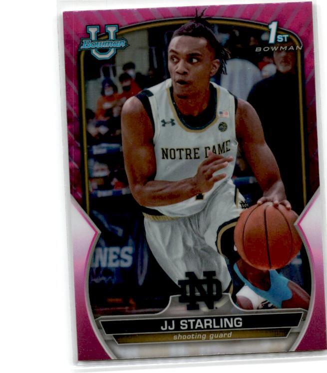 2022-23 Bowman University Chrome Pink #37 JJ Starling Notre Dame Fighting Irish