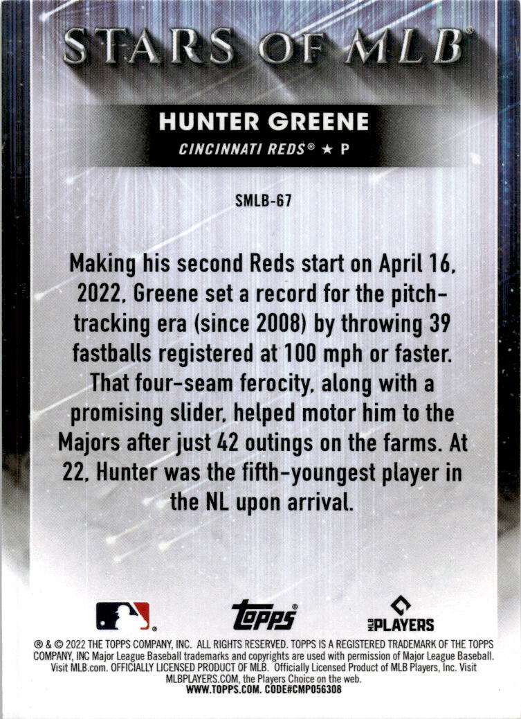 2022 Topps Update Stars of MLB #SMLB-67 Hunter Greene Cincinnati Reds
