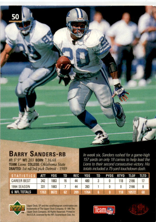 1995 SP #50 Barry Sanders Detroit Lions
