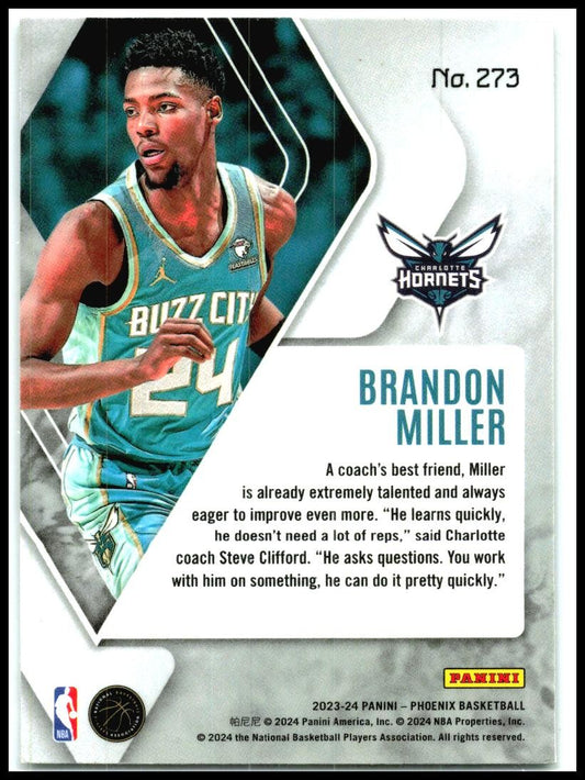 2023-24 Panini Phoenix #273 Brandon Miller Rookie Charlotte Hornets