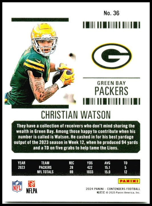 2024 contenders #36 Christian Watson Green Bay