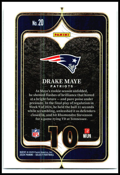 2024 Select Numbers 10 #20 Drake Maye Rookie Patriots