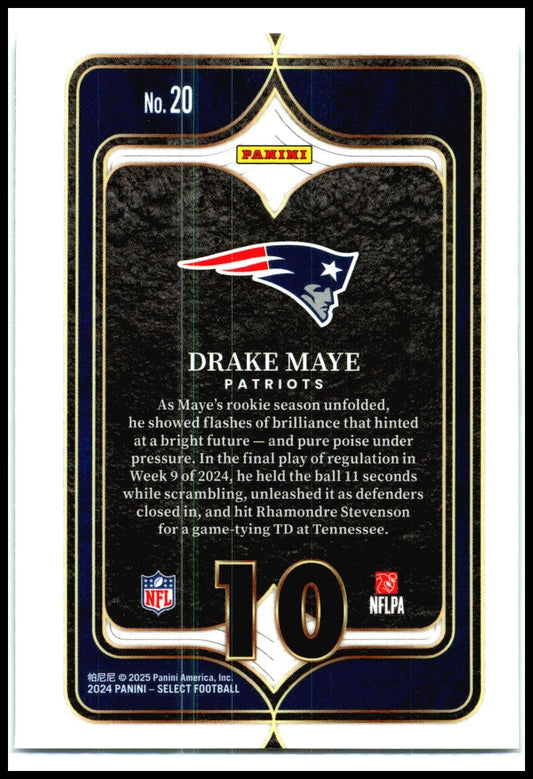 2024 Select Numbers 10 #20 Drake Maye Rookie Patriots