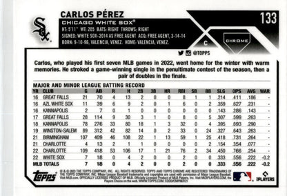 2023 Topps Chrome #133 Carlos Pérez RC Chicago White Sox.