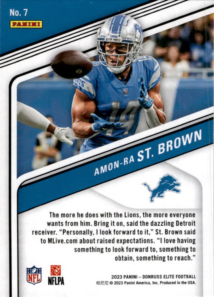 2023 Donruss Elite #7 Amon-Ra St. Brown Detroit Lions