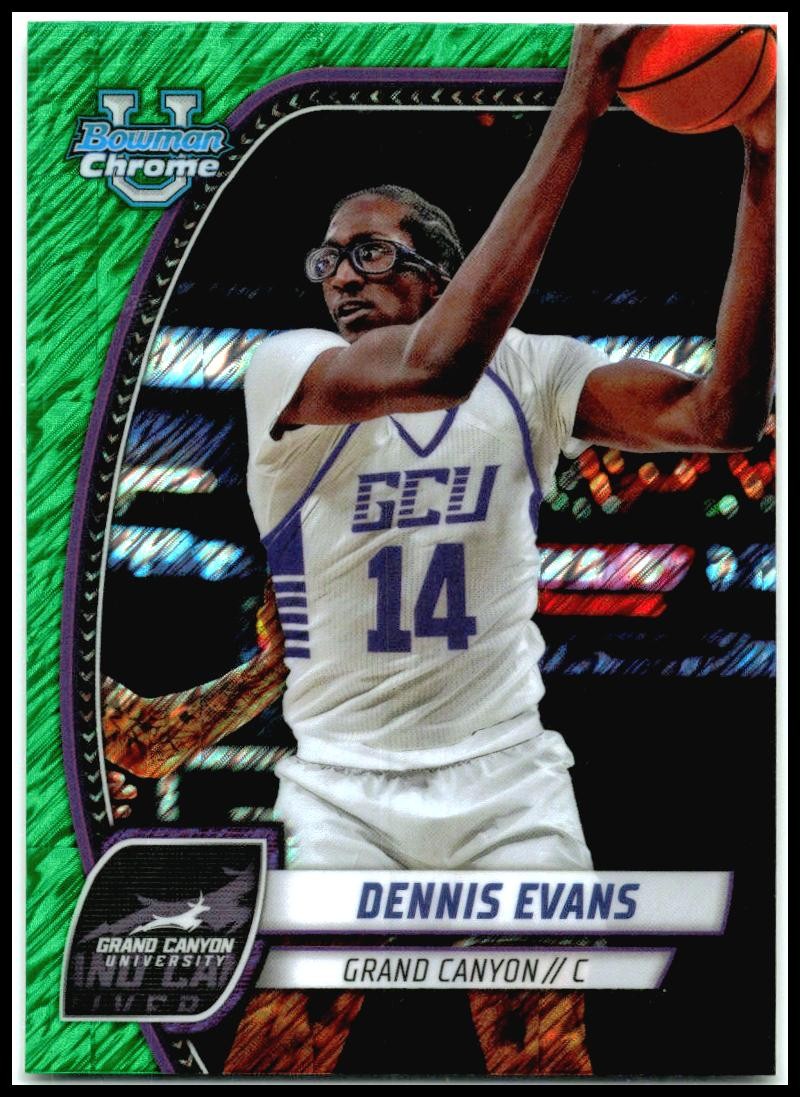 2024-25 Bowman University Chrome Green Shimmer #89 Dennis Evans Grand Canyon