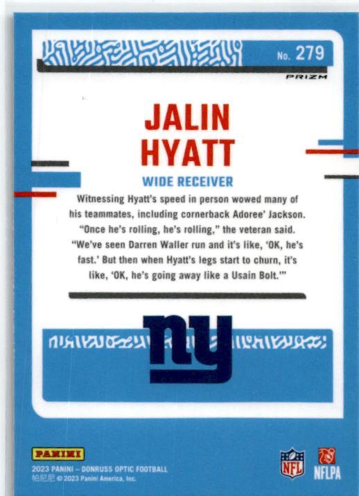 2023 Donruss Optic Hyper Blue #279 Jalin Hyatt New York Giants