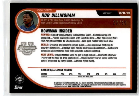 2023-24 Bowman University Chrome Gold Refractor /50 #07B-12 Rob Dillingham