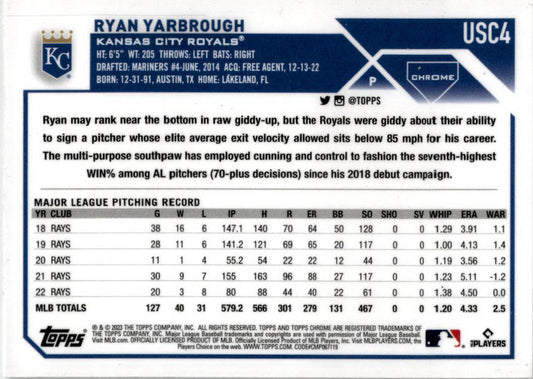 2023 Topps Chrome Update #USC4 Ryan Yarbrough