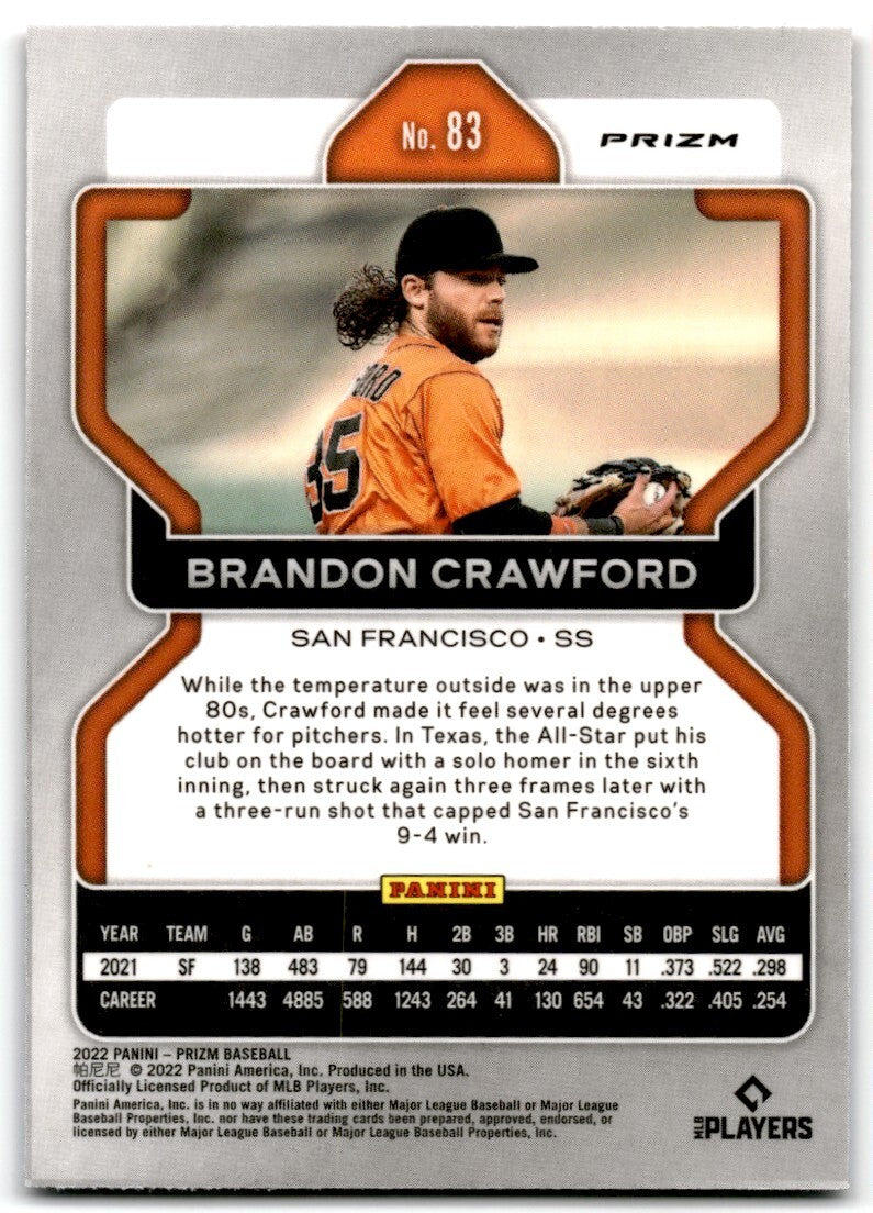 2022 Panini Prizm Red/White/Blue Brandon Crawford San Francisco Giants #83